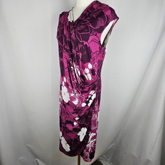 Tommy Bahama Dress Size XL Foral Purple Sleeveless Faux Wrap Tropical - Picture 4 of 9
